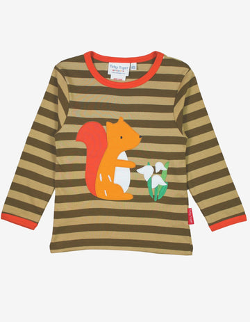 Bio Baumwoll-Langarmshirt mit Eichhörnchen-Applikationen