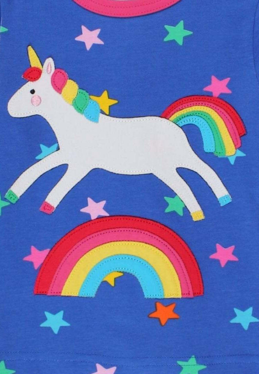 Langarmshirt mit Einhorn und Regenbogen Applikation aus Bio Baumwolle