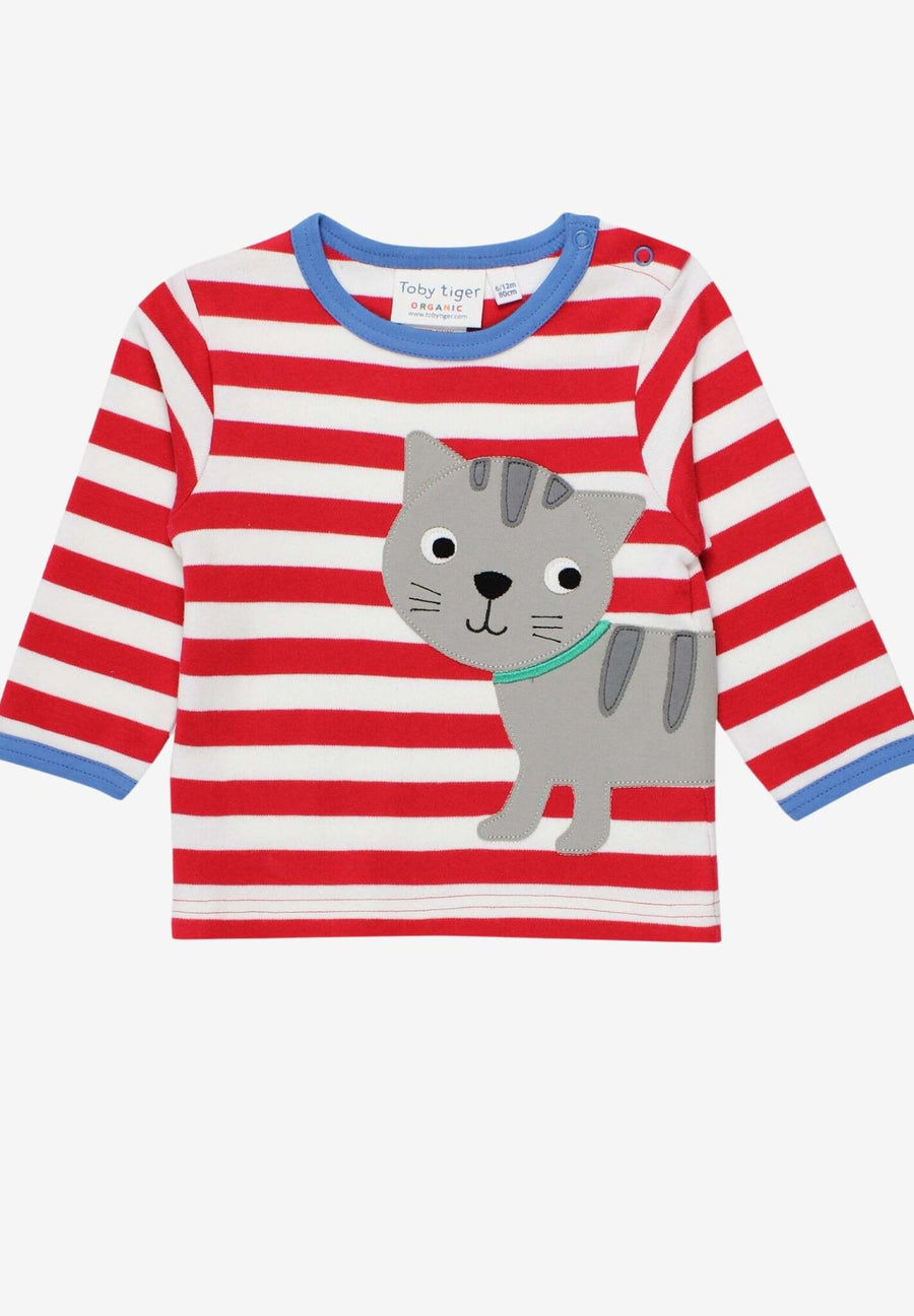 Langarmshirt mit Katzen-Applikation