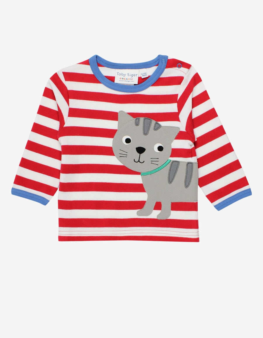 Langarmshirt mit Katzen-Applikation