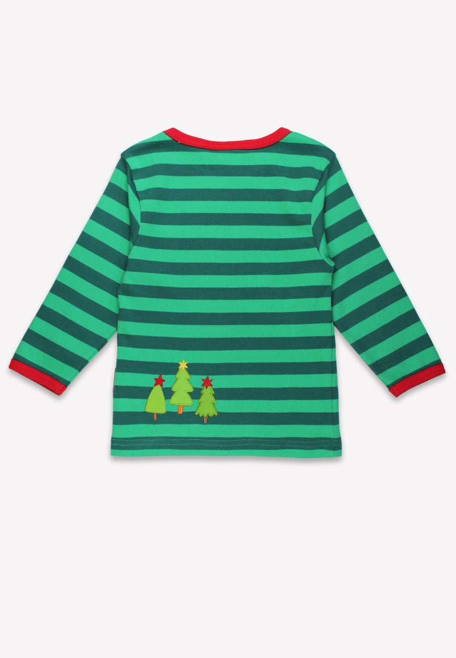 Bio-Baumwoll Kinder Langarmshirt mit Weihnachtsbär-Applikation