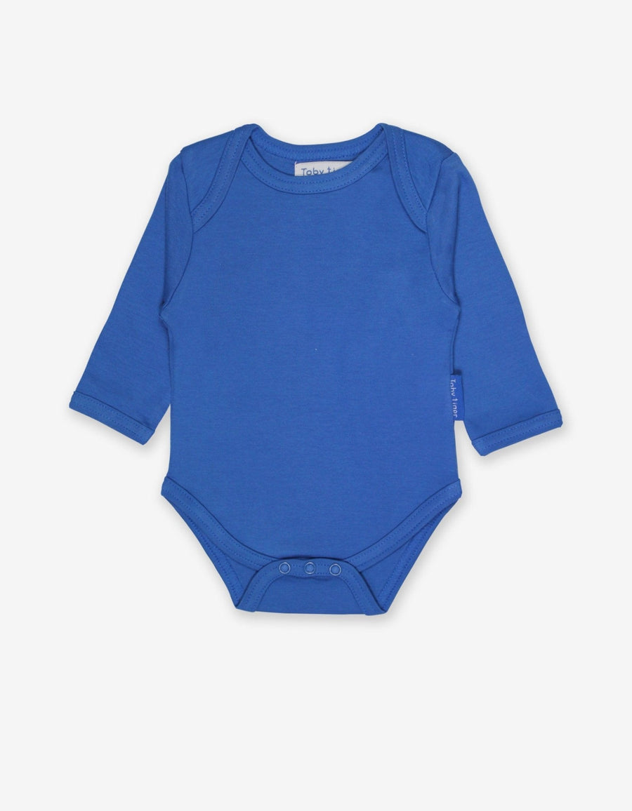 Baby Body mit Schlupfausschnitt in Blau aus Bio Baumwolle