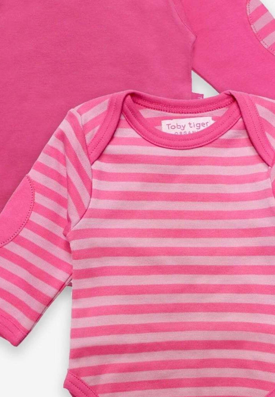 Langarm Baby Bodys in Pink aus Bio Baumwolle im Doppelpack