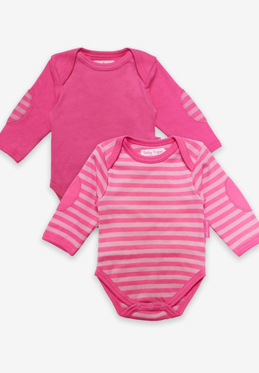 Langarm Baby Bodys in Pink aus Bio Baumwolle im Doppelpack