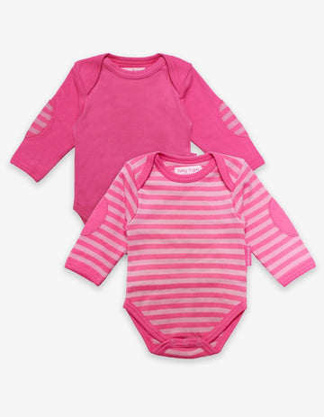 Langarm Baby Bodys in Pink aus Bio Baumwolle im Doppelpack