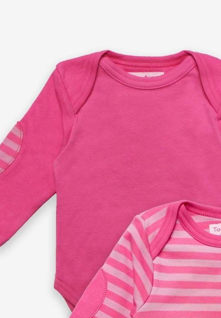 Langarm Baby Bodys in Pink aus Bio Baumwolle im Doppelpack