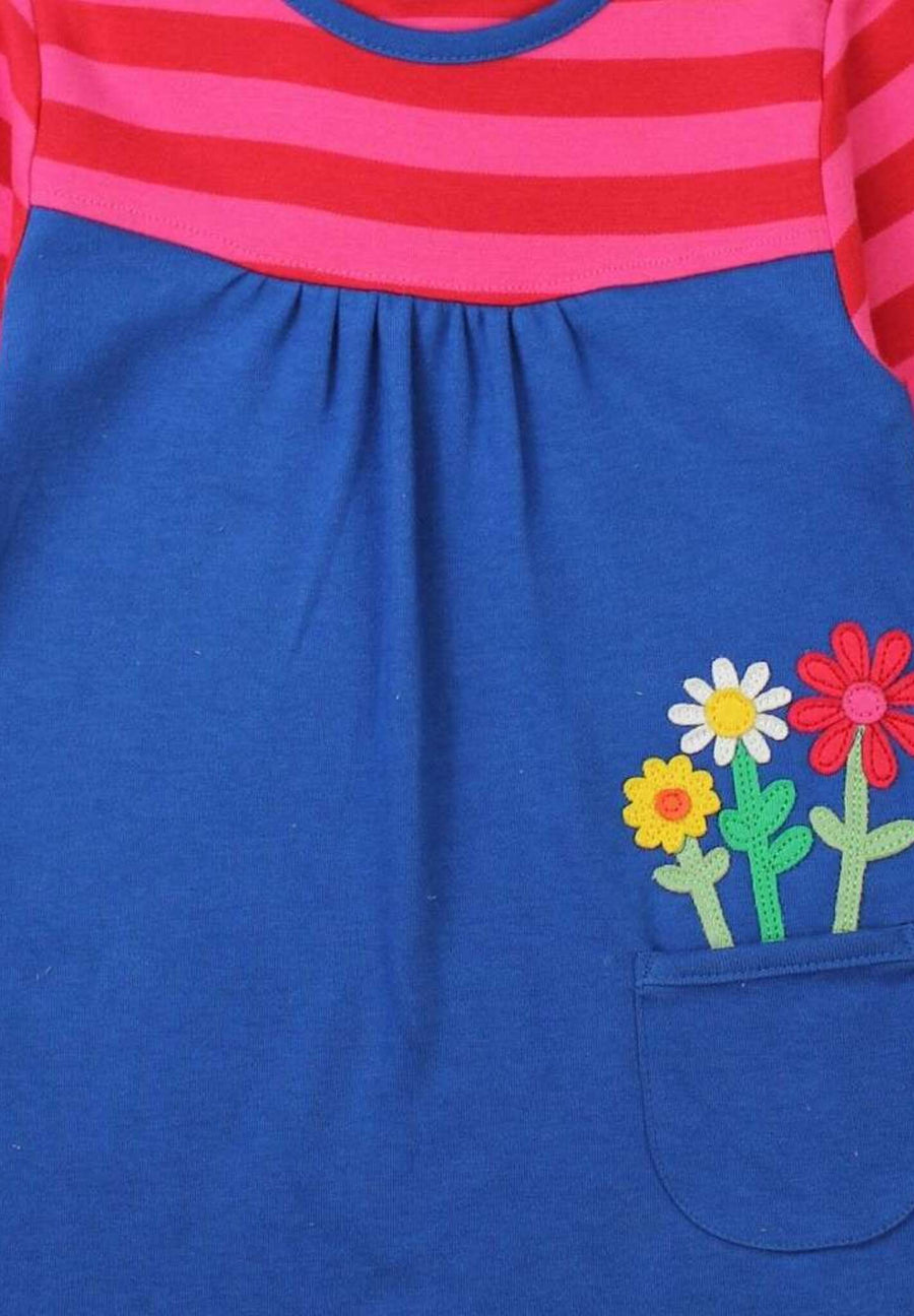 Bio Baumwoll-Langarmkleid mit Blumenapplikationen