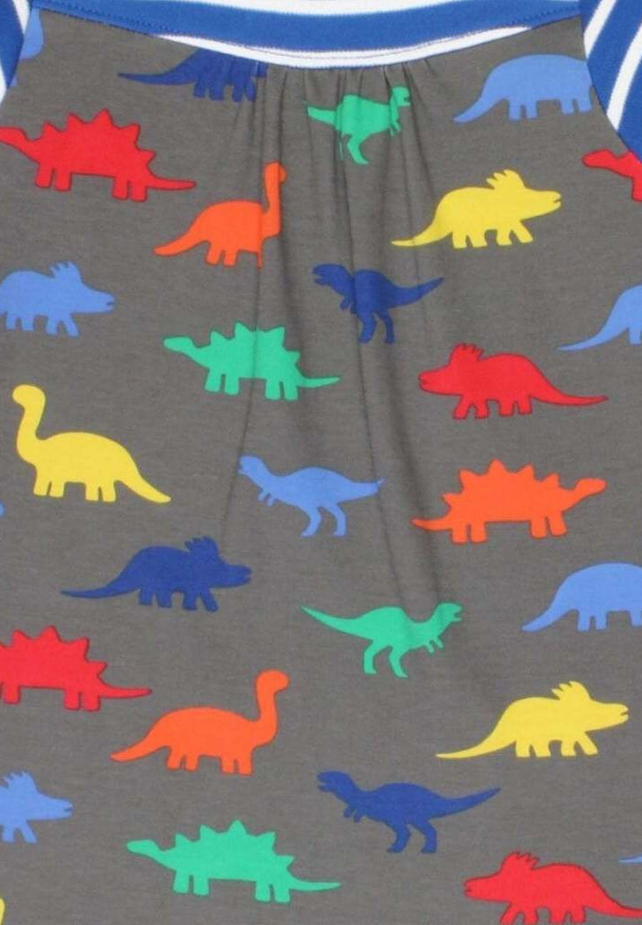 Kleid mit langen Ärmeln und Dino-Print aus Bio Baumwolle, gestreift