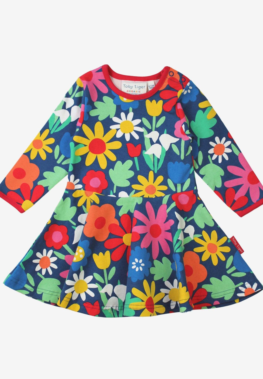 Bio Baumwollkleid mit Skater Schnitt und auffälligem Blumenmuster