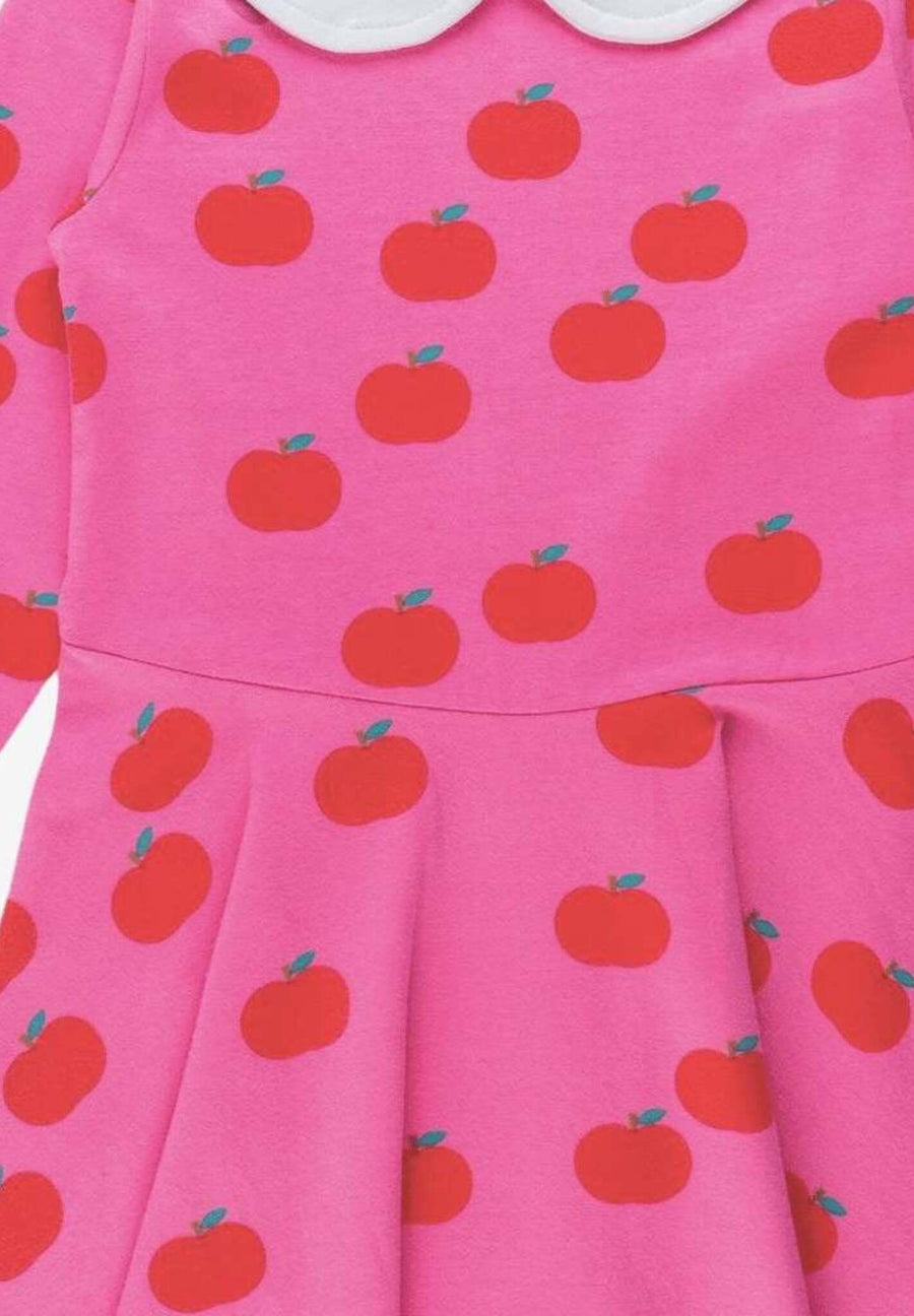 Bio Baumwollkleid mit Skater Schnitt und Apfel Print