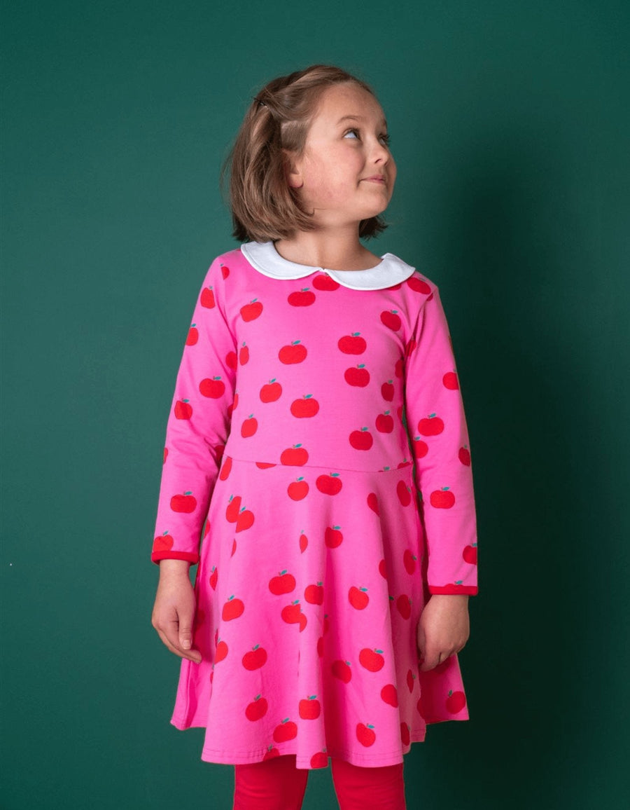 Bio Baumwollkleid mit Skater Schnitt und Apfel Print