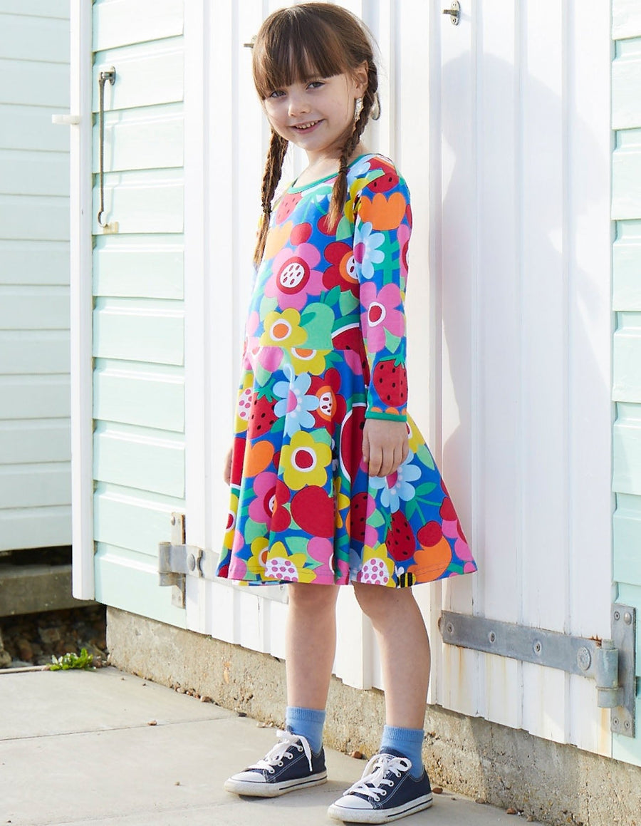 Kleid, langärmlig, Bio Baumwolle mit Obstblumenprint