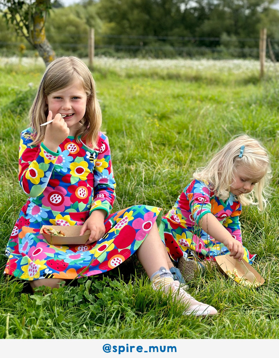 Kleid, langärmlig, Bio Baumwolle mit Obstblumenprint