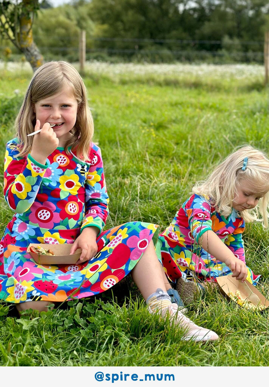 Kleid, langärmlig, Bio Baumwolle mit Obstblumenprint