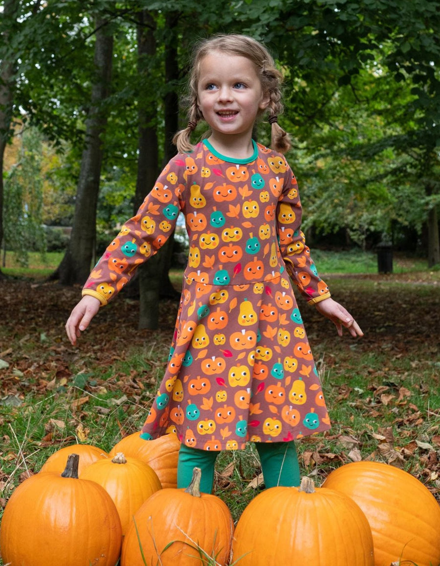 Bio Baumwollkleid mit Skater Schnitt und Kürbis Motiv