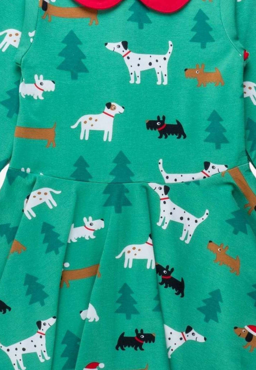 Bio Baumwollkleid mit Skater Schnitt und "Christmas Dog" Applikation