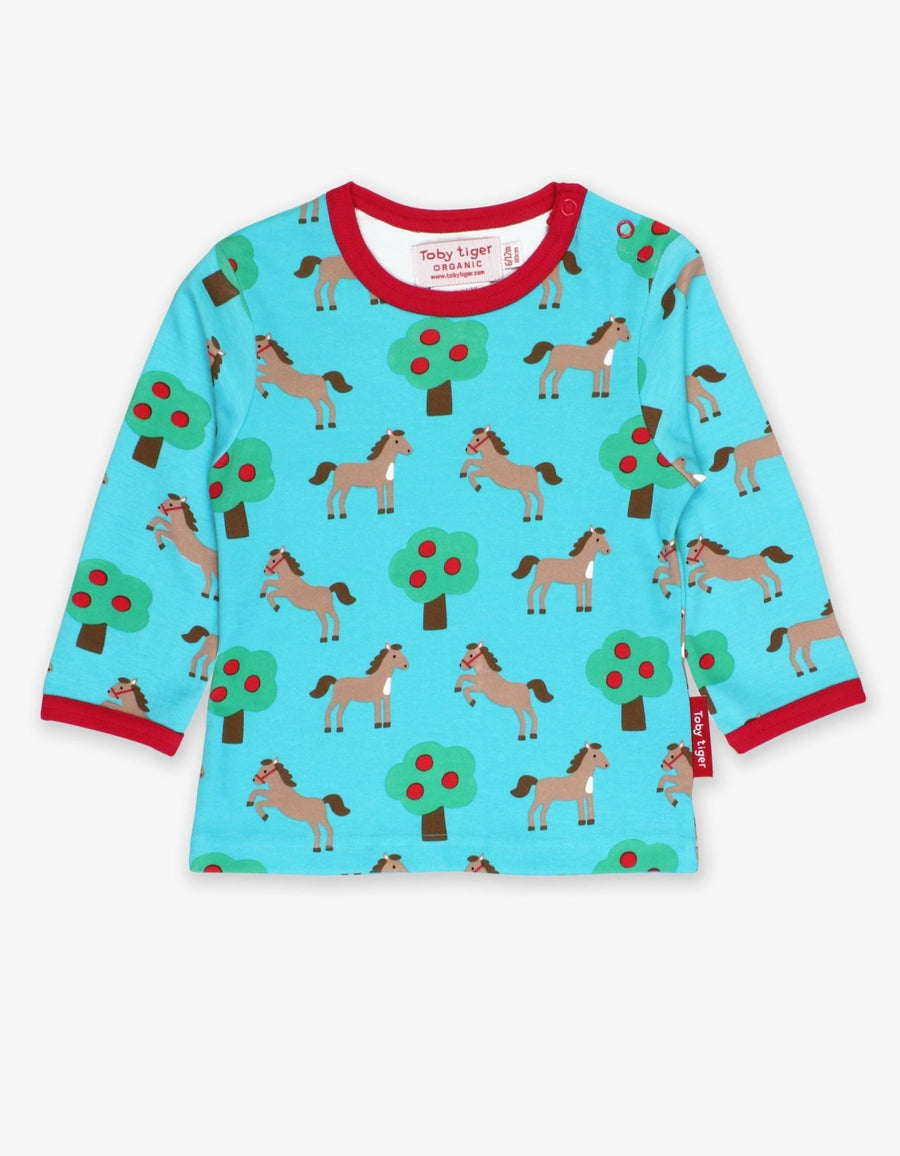 Langarmshirt aus Bio Baumwolle mit Pferde Print