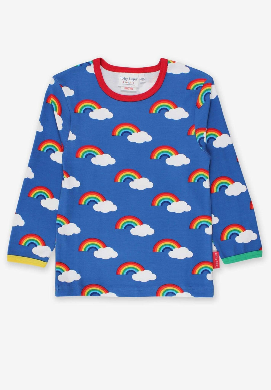 Langarmshirt aus Bio Baumwolle mit Regenbogen Print