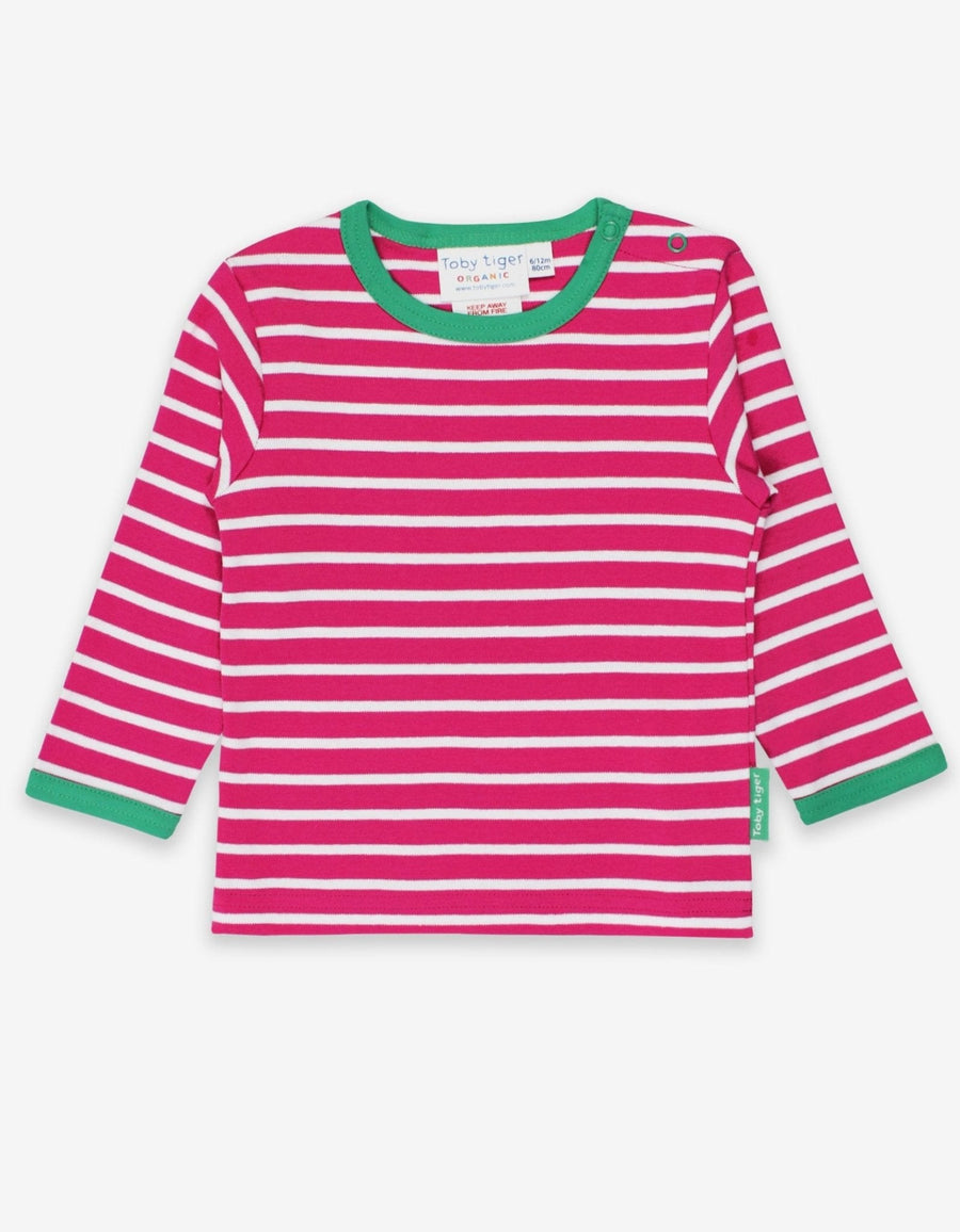 Langarmshirt aus Bio Baumwolle, pink weiß gestreift