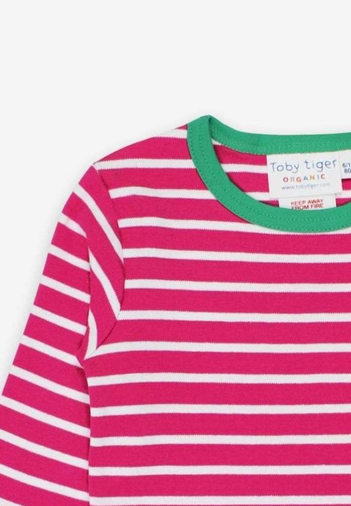 Langarmshirt aus Bio Baumwolle, pink weiß gestreift