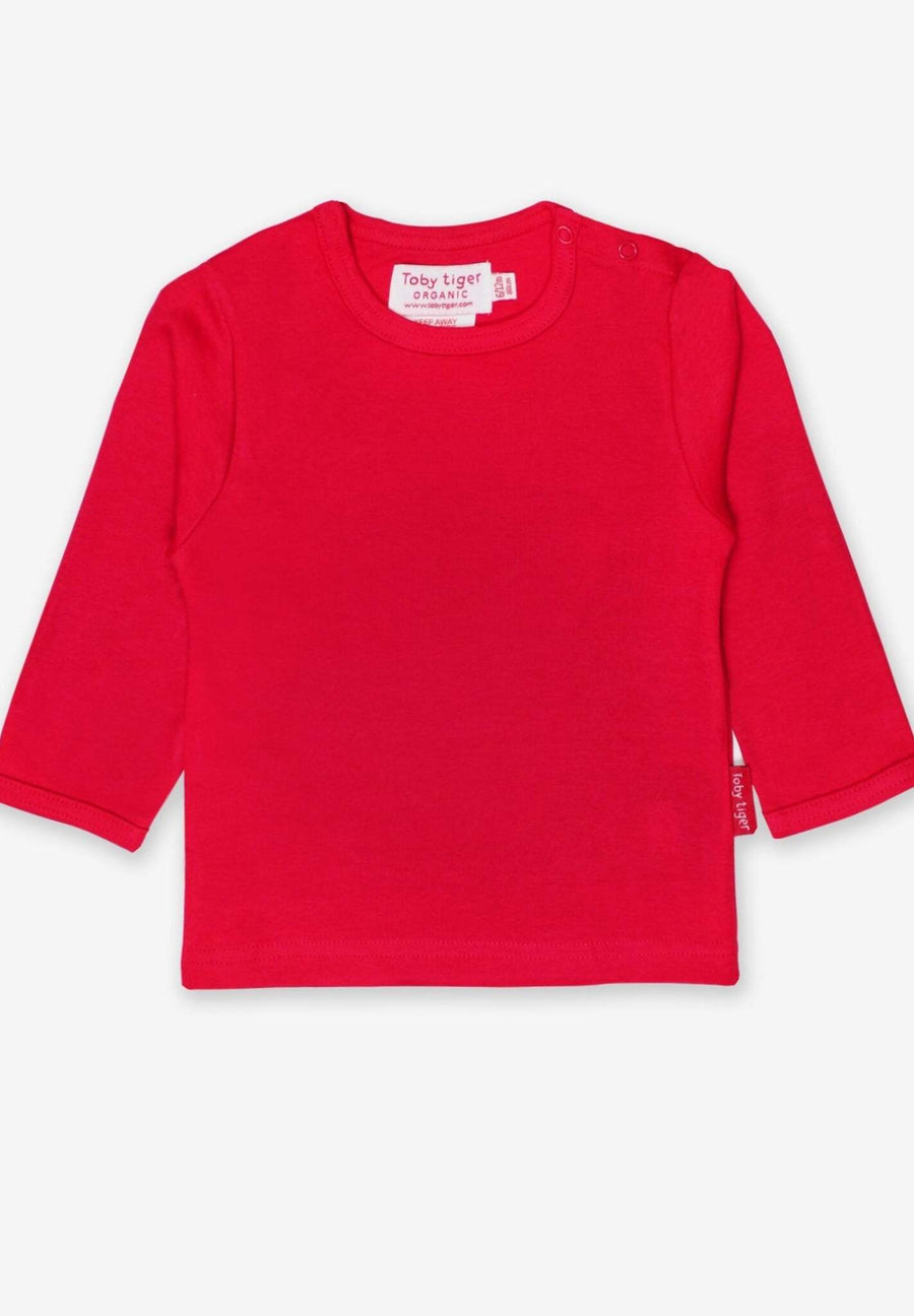 Langarmshirt aus Bio Baumwolle, rot unifarben