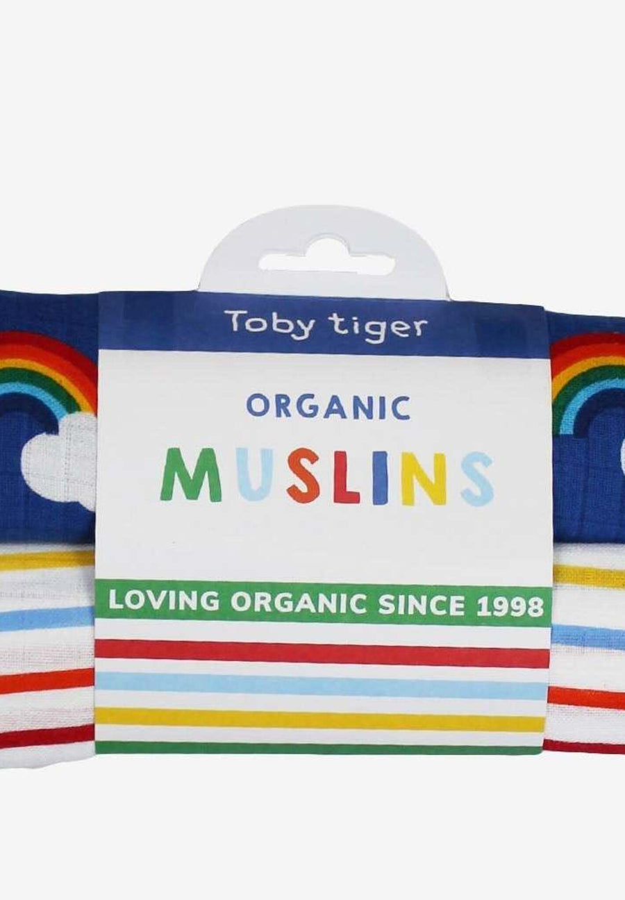 Bio-Baumwollmusselin-Tuch 2er-Pack mit Regenbogenmuster