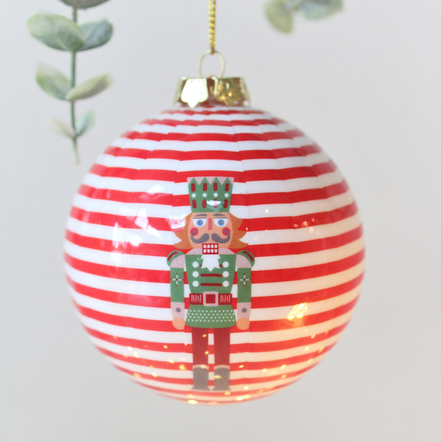 Pinstripe Nutcracker Christmas Bauble