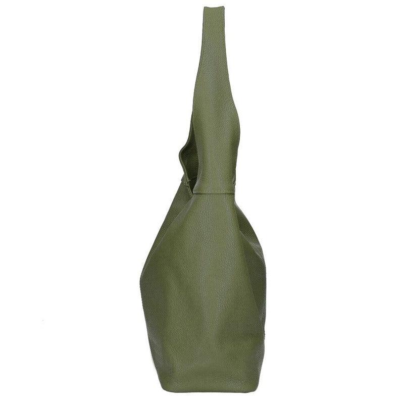 Olive Green Soft Pebbled Leather Hobo Bag - Brix + Bailey