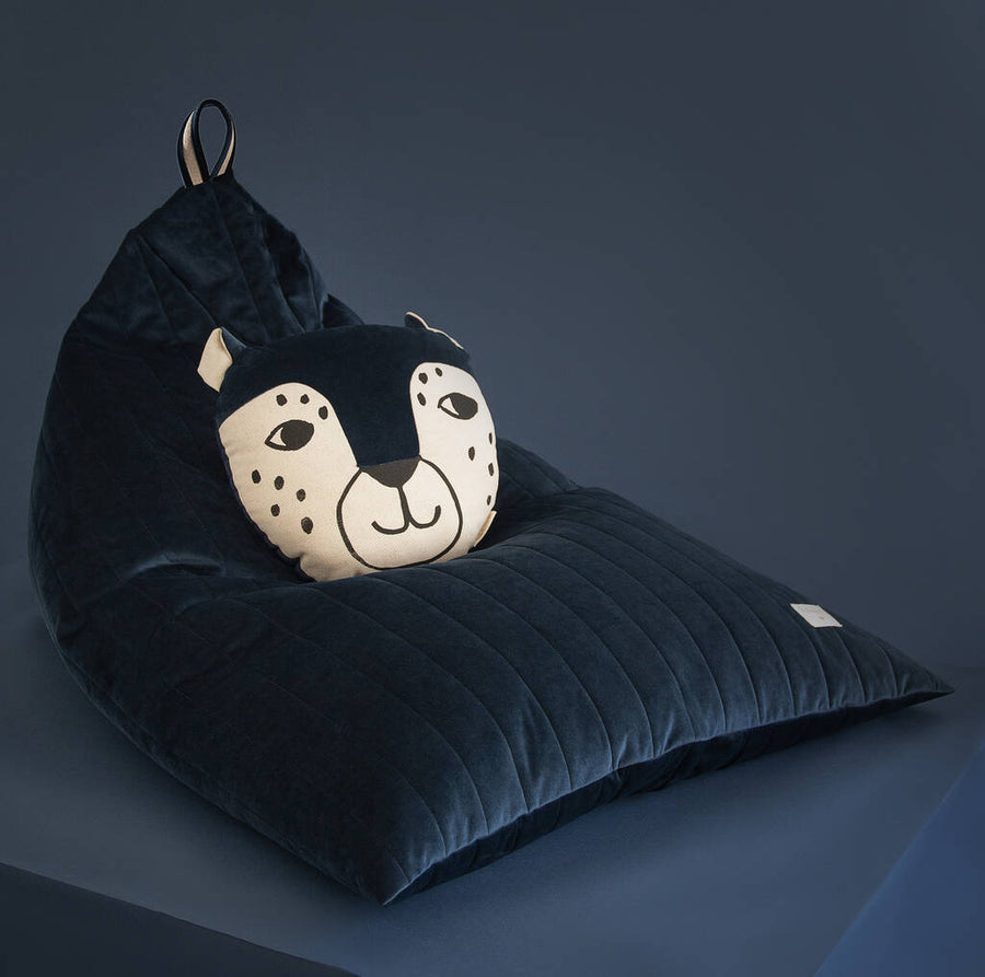 Essaouira Velvet Beanbag in Night Blue by Nobodinoz