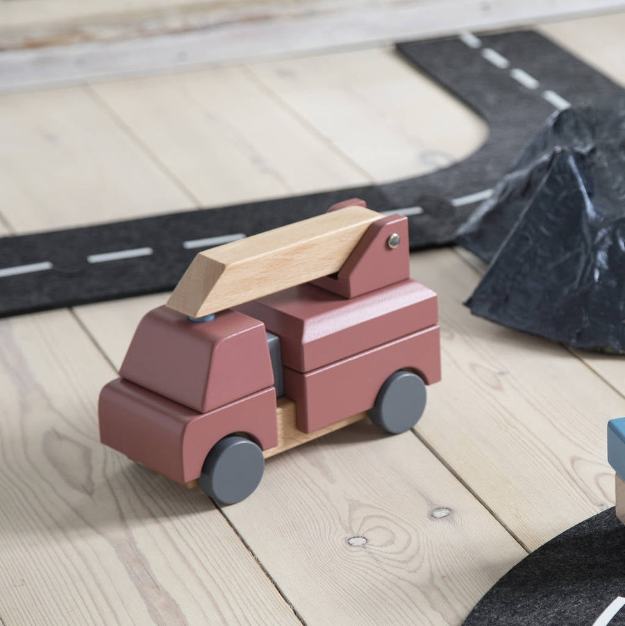 Wooden Fire Truck Stacking Toy by Sebra