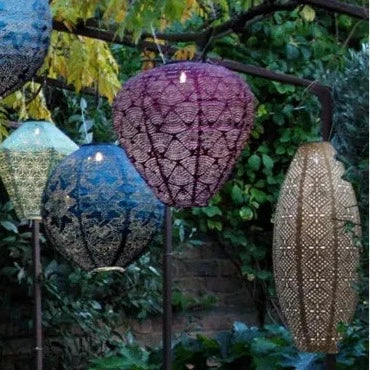 Moroccan Oval Solar Lantern - Mocha