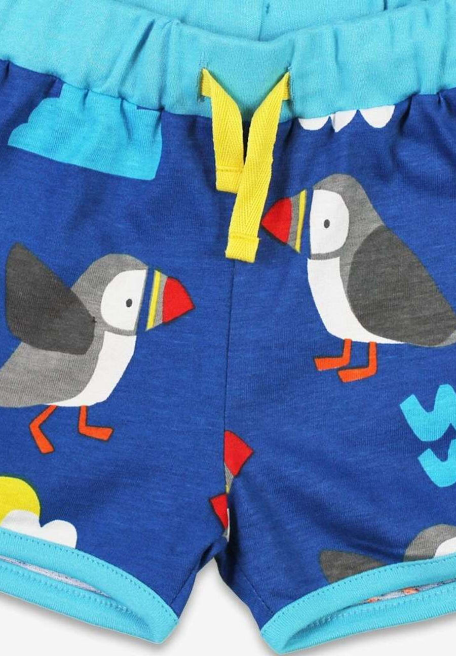 Bio-Laufshorts mit Papageientaucher-Druck