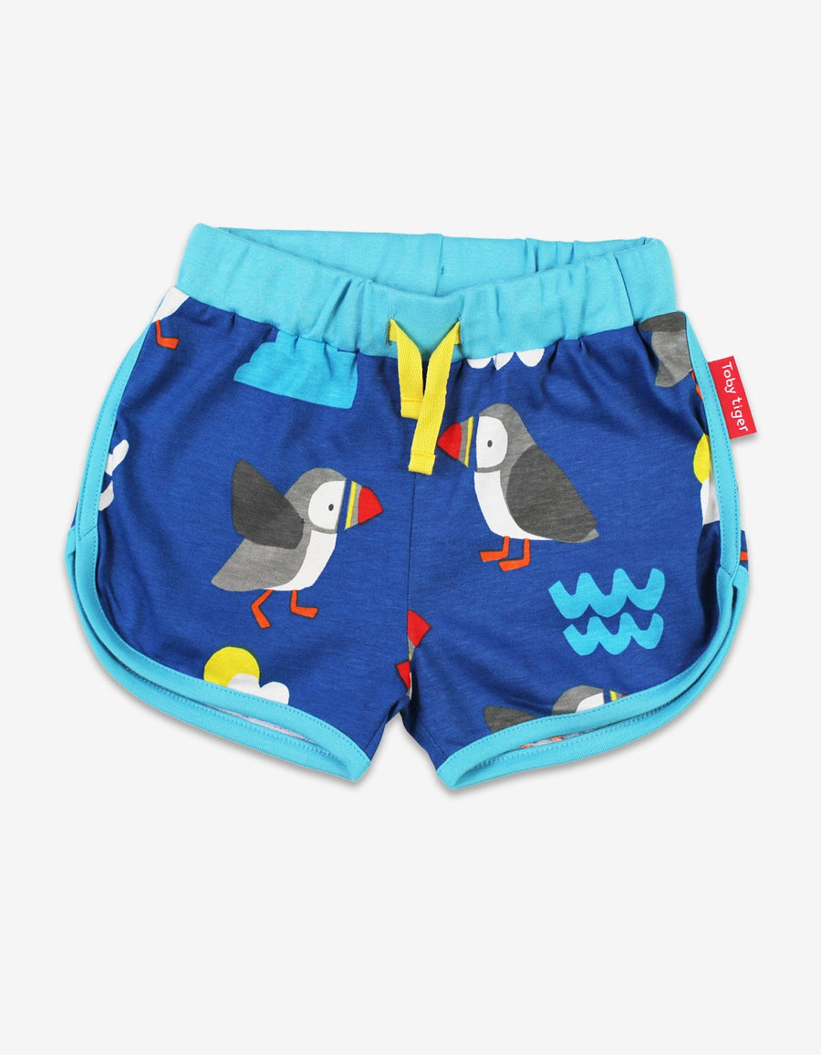 Bio-Laufshorts mit Papageientaucher-Druck