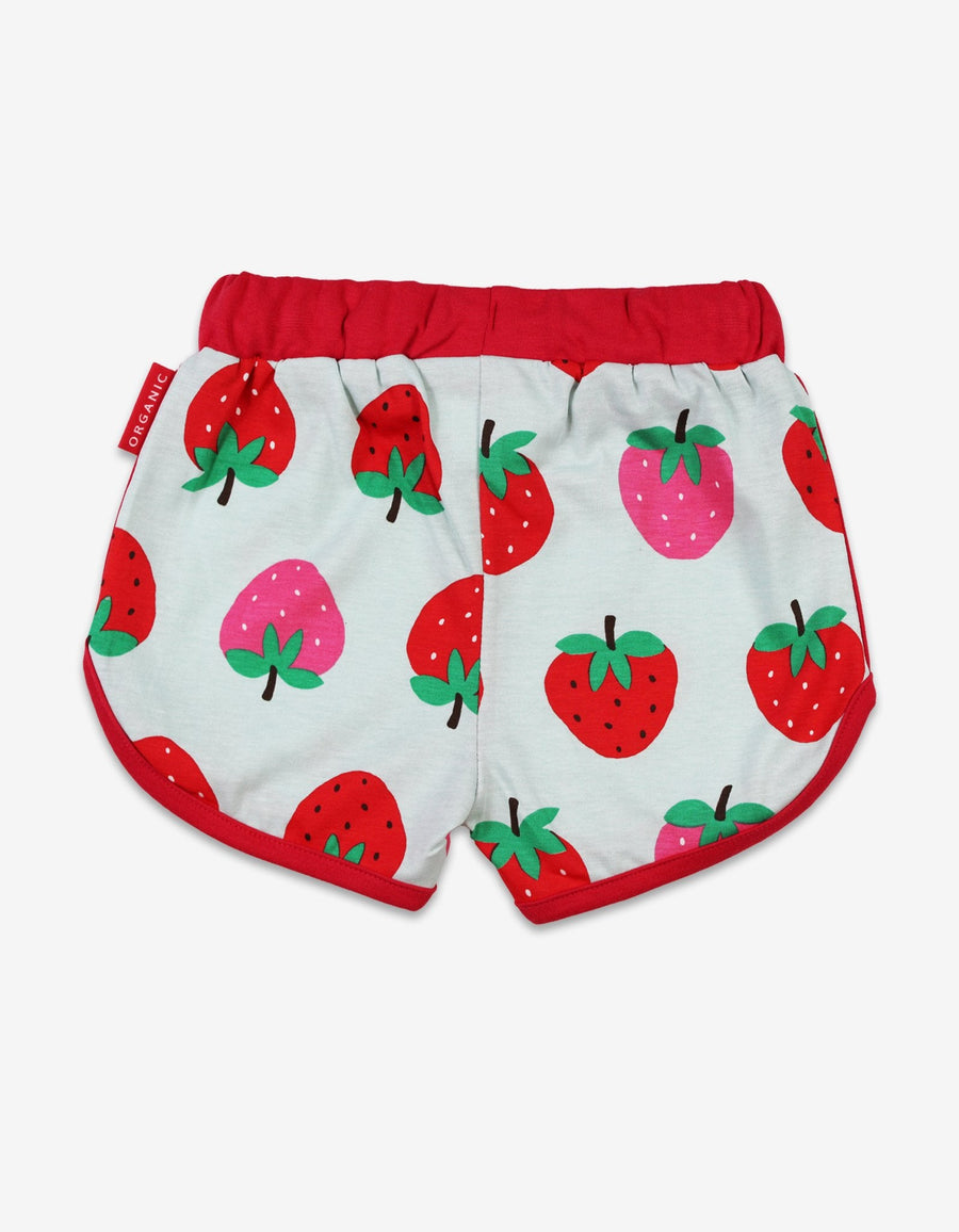 Bio-Laufshorts mit Erdbeer-Print