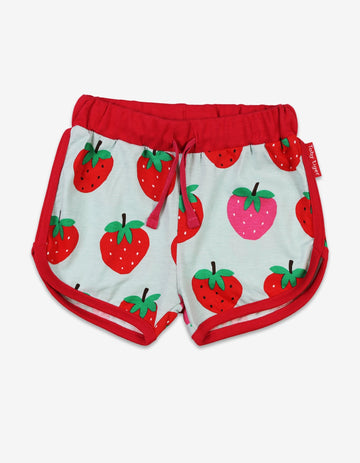 Bio-Laufshorts mit Erdbeer-Print