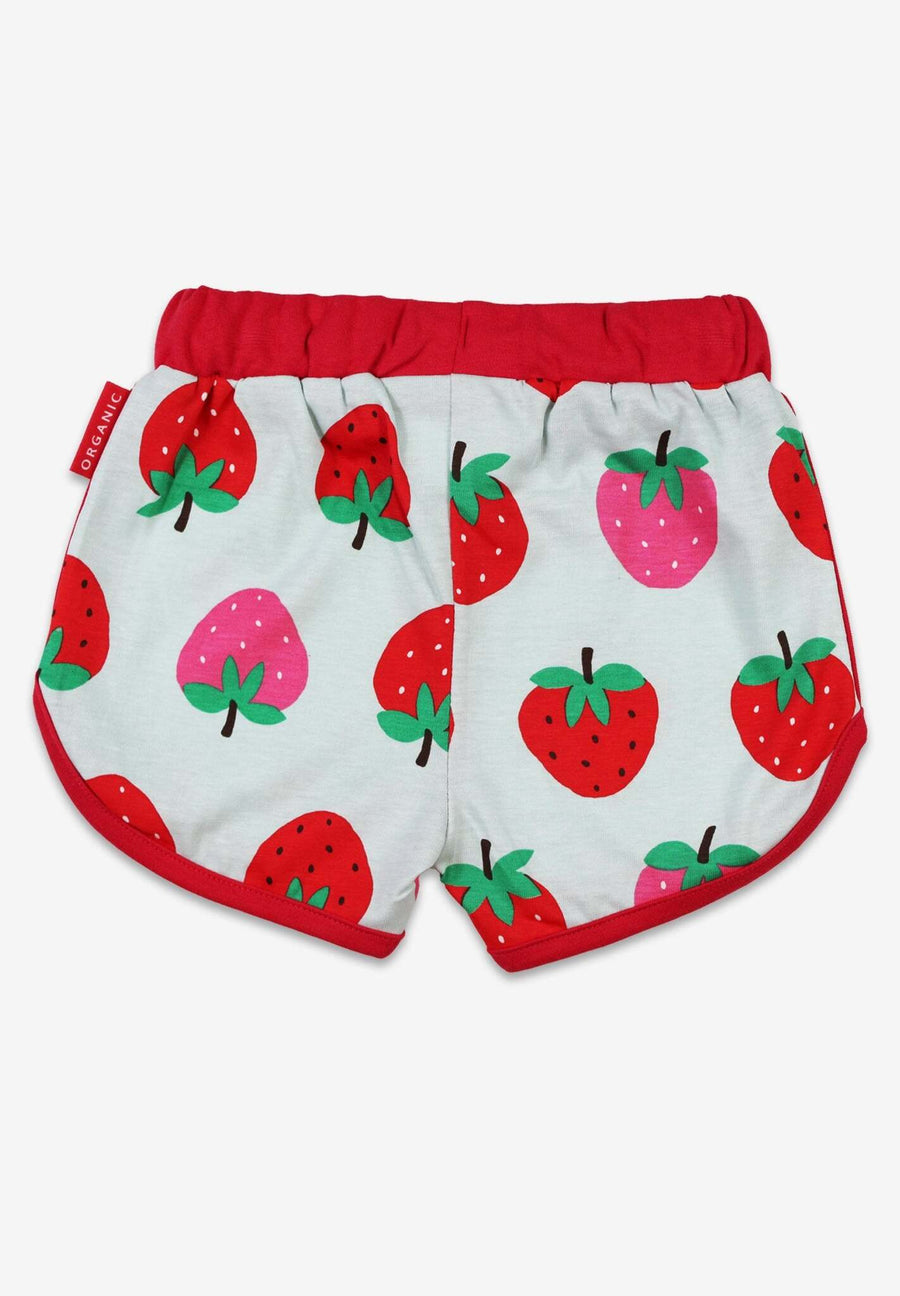 Bio-Laufshorts mit Erdbeer-Print