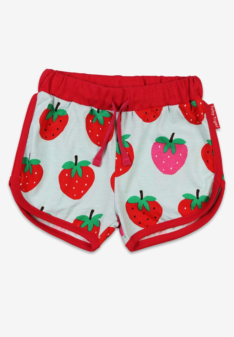 Bio-Laufshorts mit Erdbeer-Print