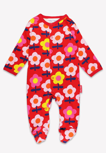 Bio-Baumwoll Baby Strampler mit Retro Blumen-Druck