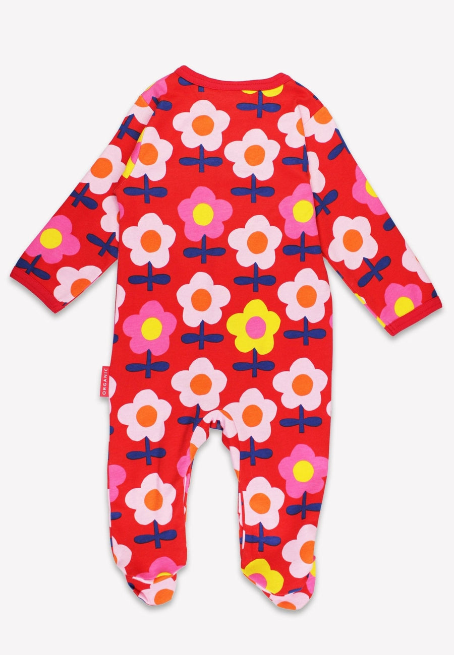 Bio-Baumwoll Baby Strampler mit Retro Blumen-Druck