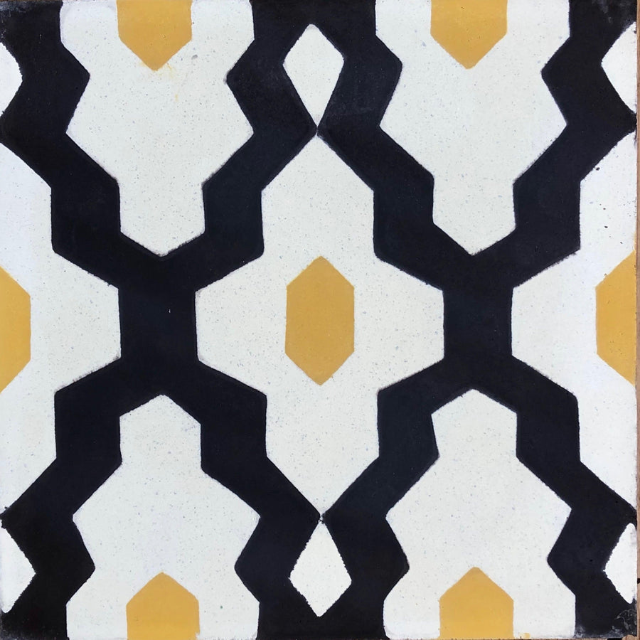 Souk Cement tiles - Yellow/black tile