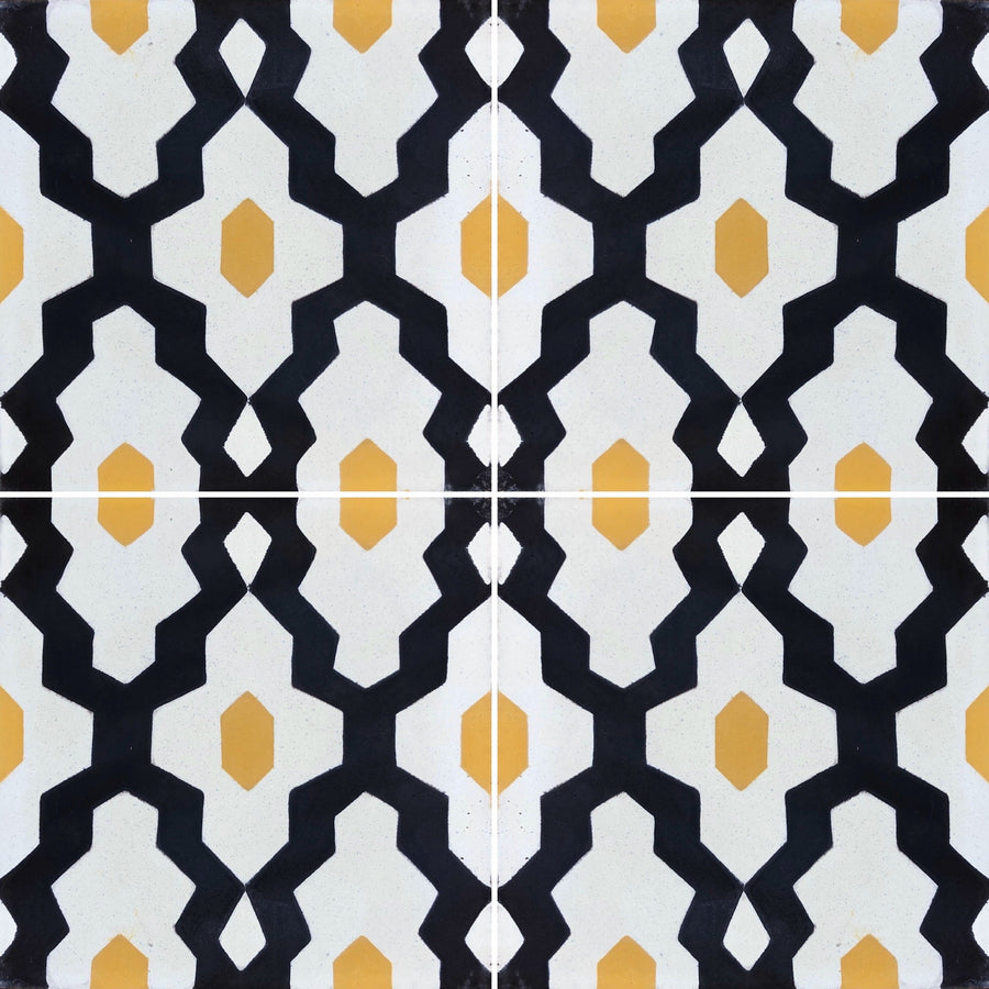 SOUK Cement Tile - Blue/yellow/cream tile