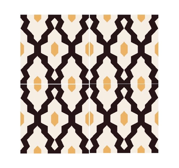 Souk Cement tiles - Yellow/black tile