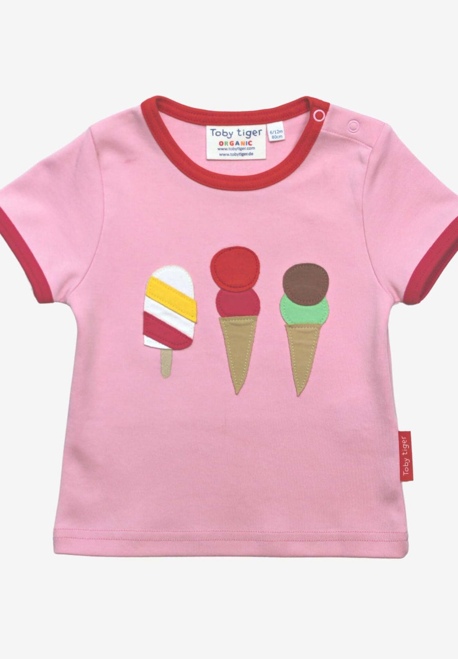 Bio Kurzarmshirt mit Eiscreme Applikationen