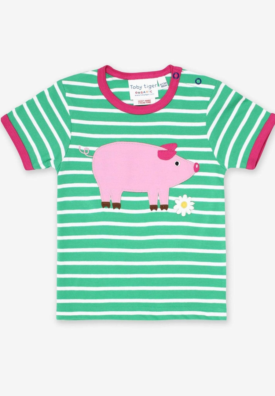 T-Shirt aus Bio Baumwolle mit Schweinchen Applikation