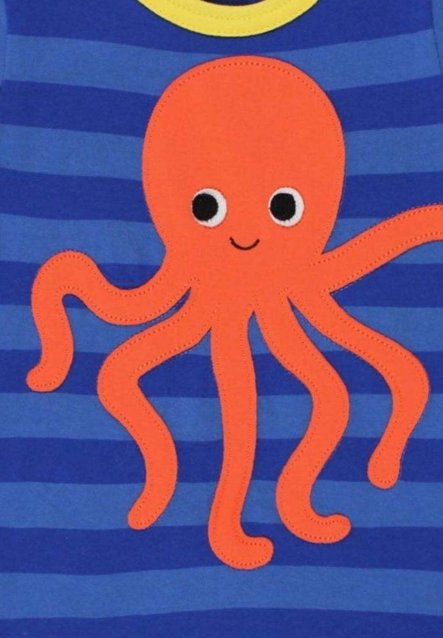 T-Shirt mit Oktopus-Applikation aus Bio-Baumwolle