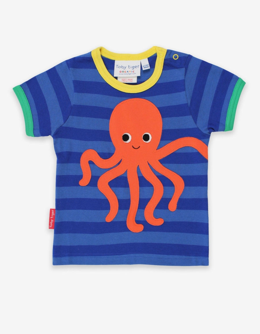 T-Shirt mit Oktopus-Applikation aus Bio-Baumwolle