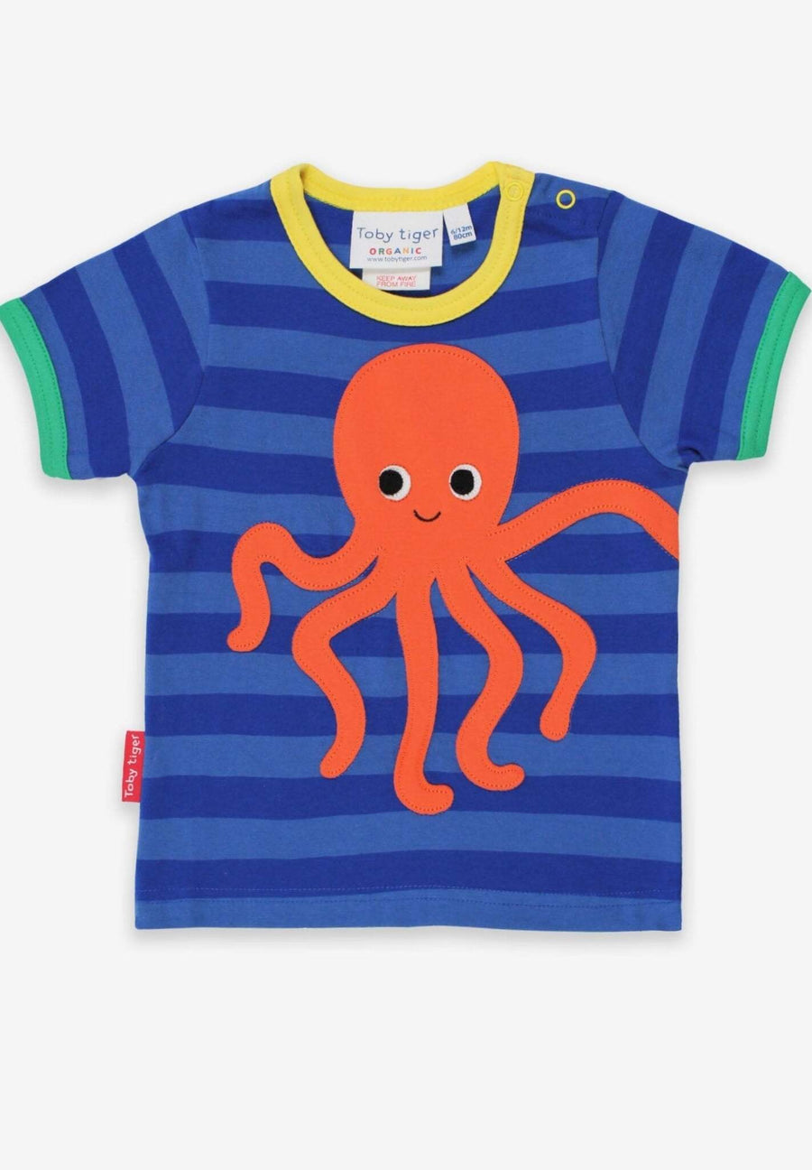 T-Shirt mit Oktopus-Applikation aus Bio-Baumwolle