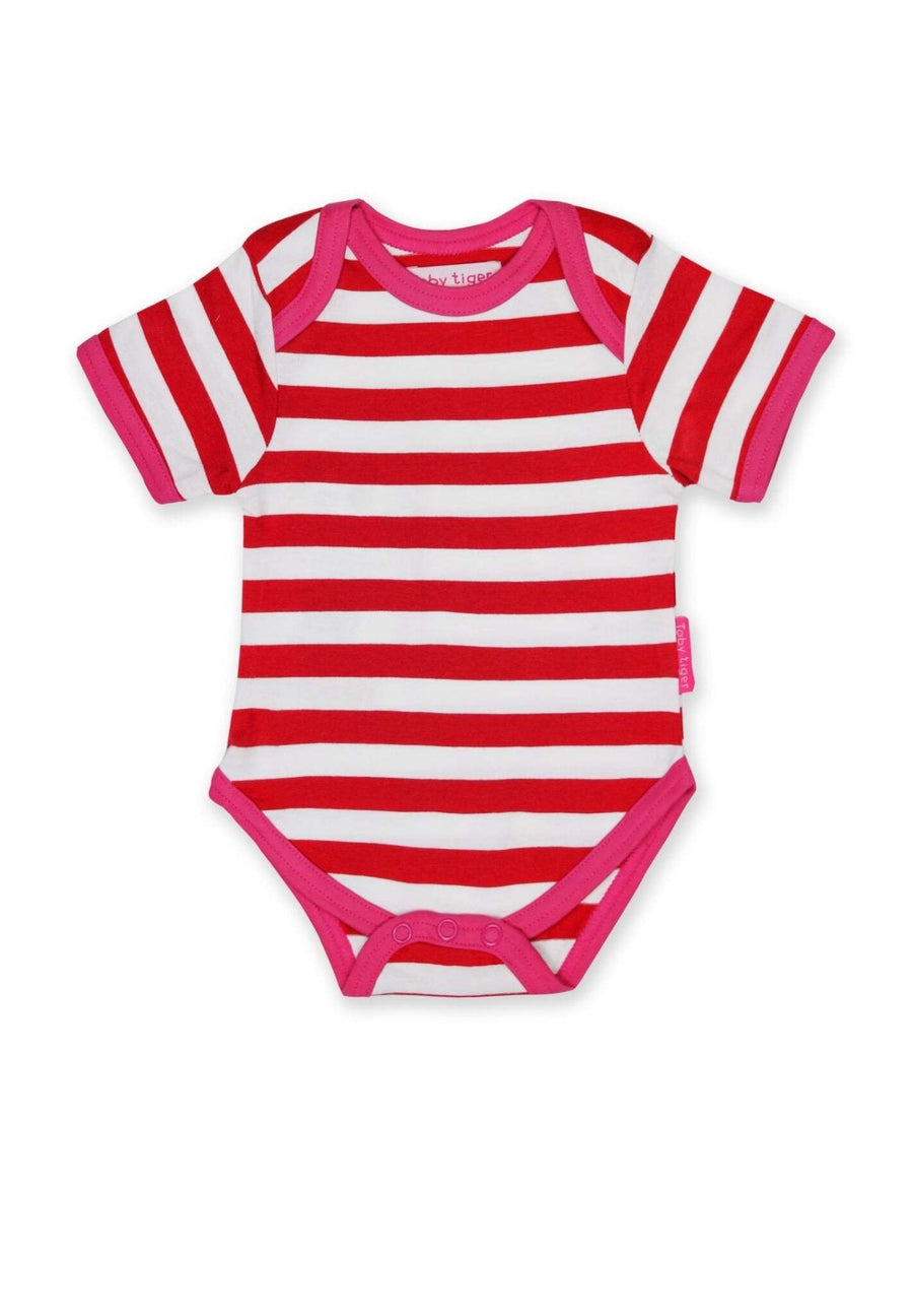 Baby Bodys aus Bio Baumwolle, 2er-Pack, rot und pink