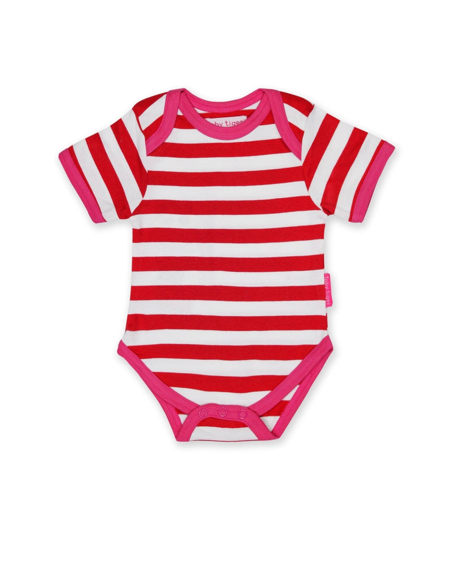 Baby Bodys aus Bio Baumwolle, 2er-Pack, rot und pink