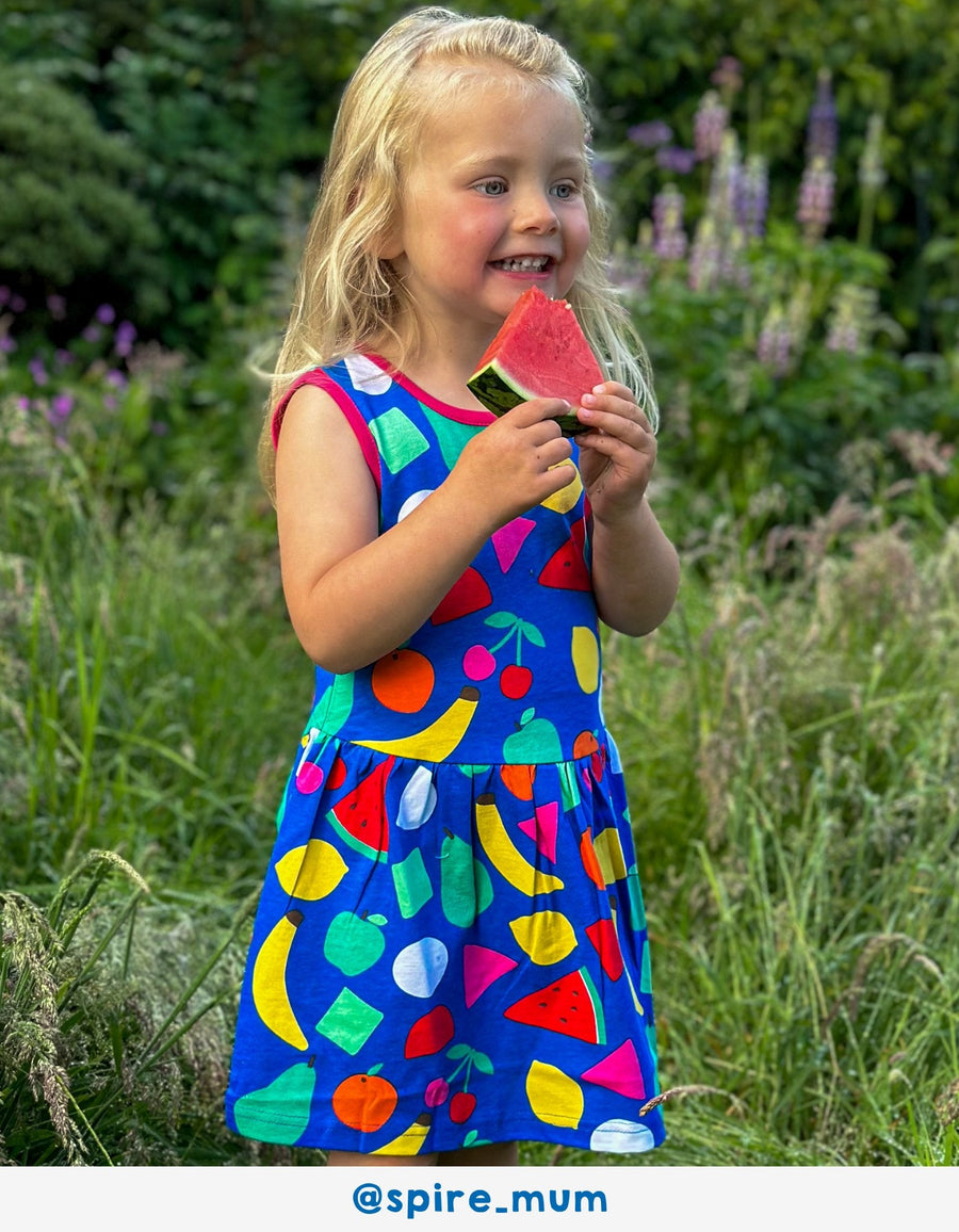 Sommerkleid aus Bio Bauwolle mit Früchte Aufdruck